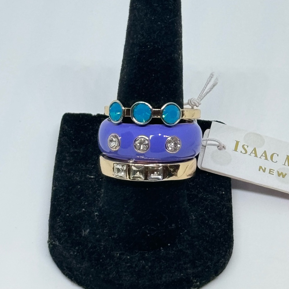 Isaac Mizrahi Set of 3 Statement Band Ring SZ 8